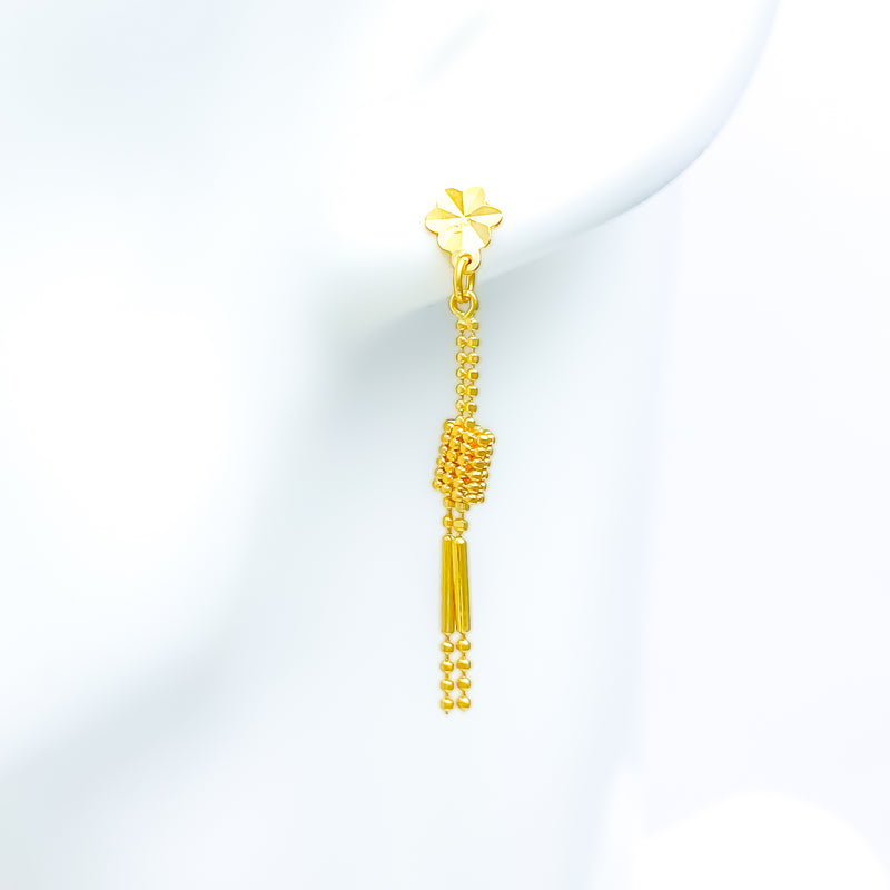 22k-gold-Chic slender Hanging Earrings