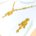 Three Chain Flower 22k Gold Necklace Set