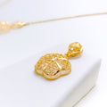 Detailed Floral 22k Gold Necklace Set