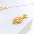 Fashionable Marquise Shaped 22k Gold Necklace Set