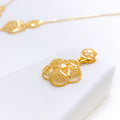 Swirling Floral Motif 22k Gold Necklace Set