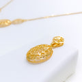 Dressy Oval Drop 22k Gold Necklace Set