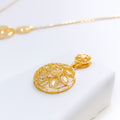 Palatial Round Floral 22k Gold Necklace Set