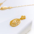 Intricate Dome Leaf 22k Gold Necklace Set