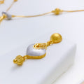 Accented Satin Finish 22k Gold Necklace Set w/ bracelet