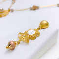 Attractive Wirework 22k Gold Necklace Set w/Bracelet