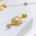 Triple Faceted Flower 22k Gold Necklace Set w/Bracelet