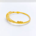Fancy Leaf Accented 22k Gold Bangle Bracelet