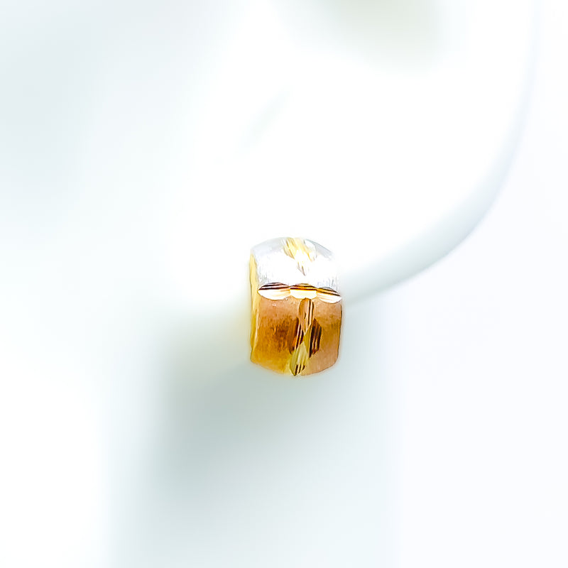 22k-gold-Stylish Slender Two Tone Earrings