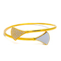 Shimmering Fanned 21K Gold CZ Bangle Bracelet 