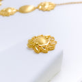 Reflective Floral 22k Gold Necklace Set