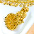 Paisley Accented Tasseled 22k Gold Bridal Necklace Set 