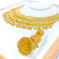 Paisley Accented Tasseled 22k Gold Bridal Necklace Set 