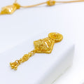 Ornate Floral Motif 22k Gold Necklace Set