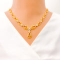 22k-gold-Elegant Dual Open Drop CZ Necklace Set