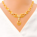 22k-gold-Elegant Dual Open Drop CZ Necklace Set