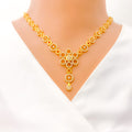 22k-gold-Dazzling Open Flower CZ Necklace Set