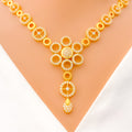 22k-gold-Dazzling Open Flower CZ Necklace Set