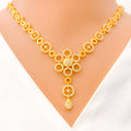 22k-gold-Dazzling Open Flower CZ Necklace Set