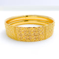 Intricate Decorative Beadwork Bangle 22k Gold Pair