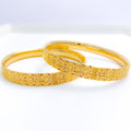 Intricate Decorative Beadwork Bangle 22k Gold Pair