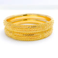 Intricate Decorative Beadwork Bangle 22k Gold Pair