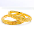 Intricate Decorative Beadwork Bangle 22k Gold Pair