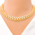 22k-gold-Decorative Delightful Interlinked Flower CZ Necklace Set