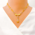 22k-gold-Fancy Sleek Dangling CZ Necklace Set