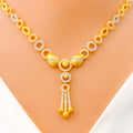 22k-gold-Fancy Sleek Dangling CZ Necklace Set