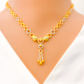 22k-gold-Fancy Sleek Dangling CZ Necklace Set