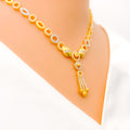 22k-gold-Fancy Sleek Dangling CZ Necklace Set