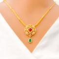 22k-gold-Unique Floral Mandala CZ Necklace Set
