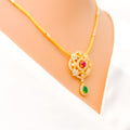 22k-gold-Unique Floral Mandala CZ Necklace Set