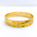 Floral Engraved Bangle 22k Gold Pair