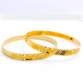 Floral Engraved Bangle 22k Gold Pair