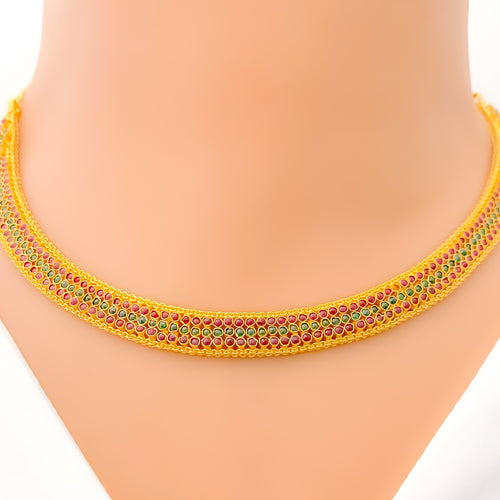 22k-gold-Iconic Colorful Slender CZ Choker Set 