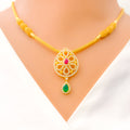 22k-gold-Radiant Open Drop Flower CZ Necklace Set