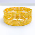 Exquisite Posh Floral 22k Gold Bangles