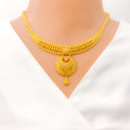 22k-gold-Intricate Reflective Dangling Chand Necklace Set