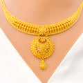 22k-gold-Intricate Reflective Dangling Chand Necklace Set