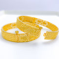 Exquisite Posh Floral 22k Gold Bangles