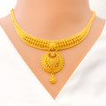 22k-gold-Intricate Reflective Dangling Chand Necklace Set