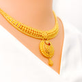 22k-gold-Intricate Reflective Dangling Chand Necklace Set