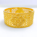 Regal Flower Adorned Gold 22k Gold Cuff