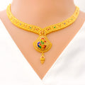 22k-gold-Paisley Accented Traditional Peacock Necklace Set