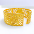 Regal Flower Adorned Gold 22k Gold Cuff