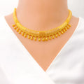 22k-gold-Upscale Striped Choker Set w/Hanging Tassels 