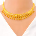 22k-gold-Upscale Striped Choker Set w/Hanging Tassels 