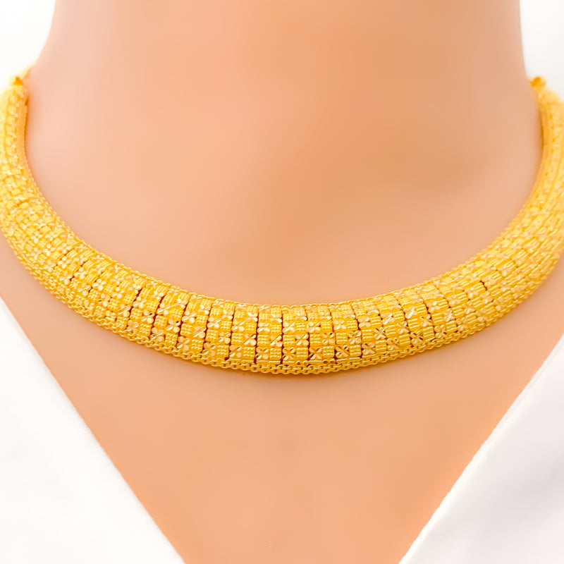 22k-gold-Unique Stunning Chequered Choker Set